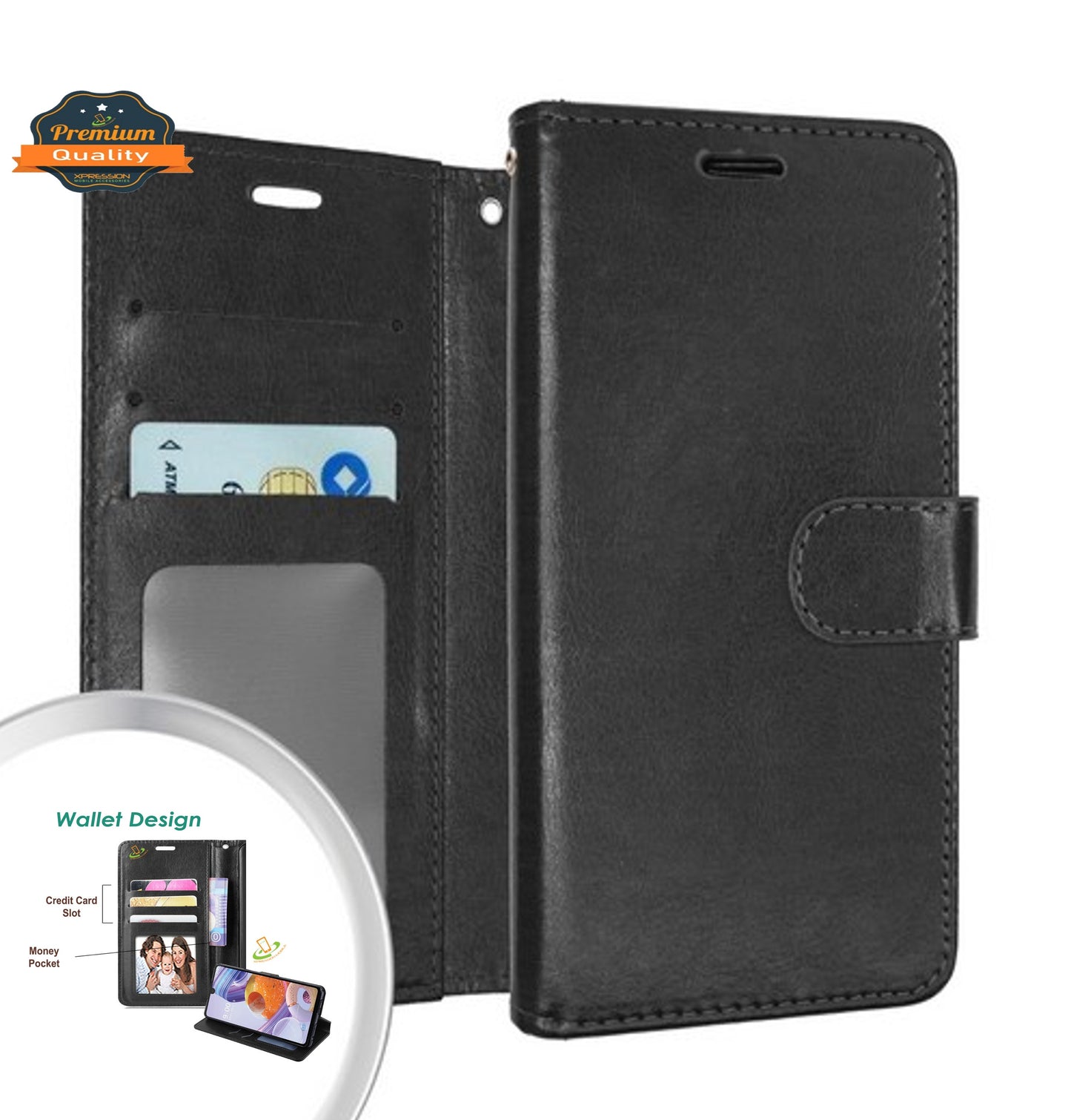 For Samsung Galaxy A12 5G Luxury Leather Wallet Case with Credit Card Holder Storage Lanyard Kickstand & Magnetic Flip Phone Case Cover