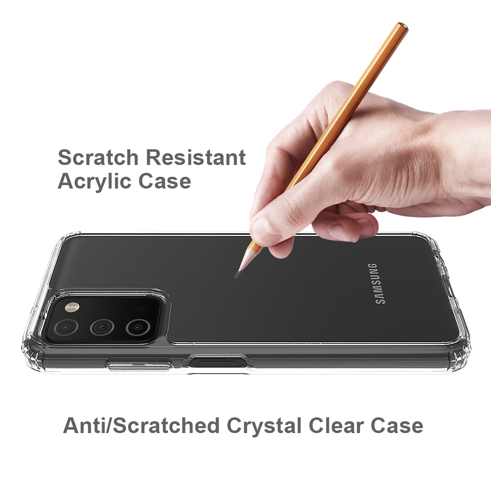 For Samsung Galaxy A03S Hybrid Transparent Clear Acrylic Back Hard PC & Soft TPU Full Protective Bumper Extra Shock-Absorb Phone Case Cover