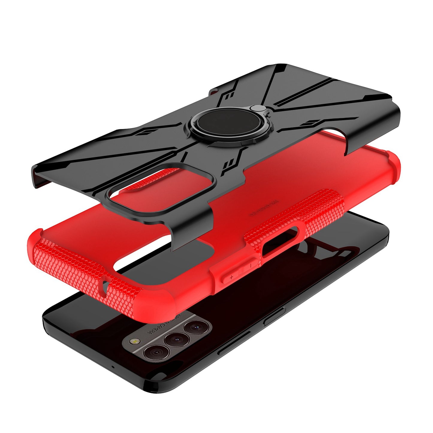 For Nokia G100 4G Hybrid 2in1 Rugged Hard TPU Shock-Absorbing with Magnetic Rotatable Ring Kickstand Phone Case Cover