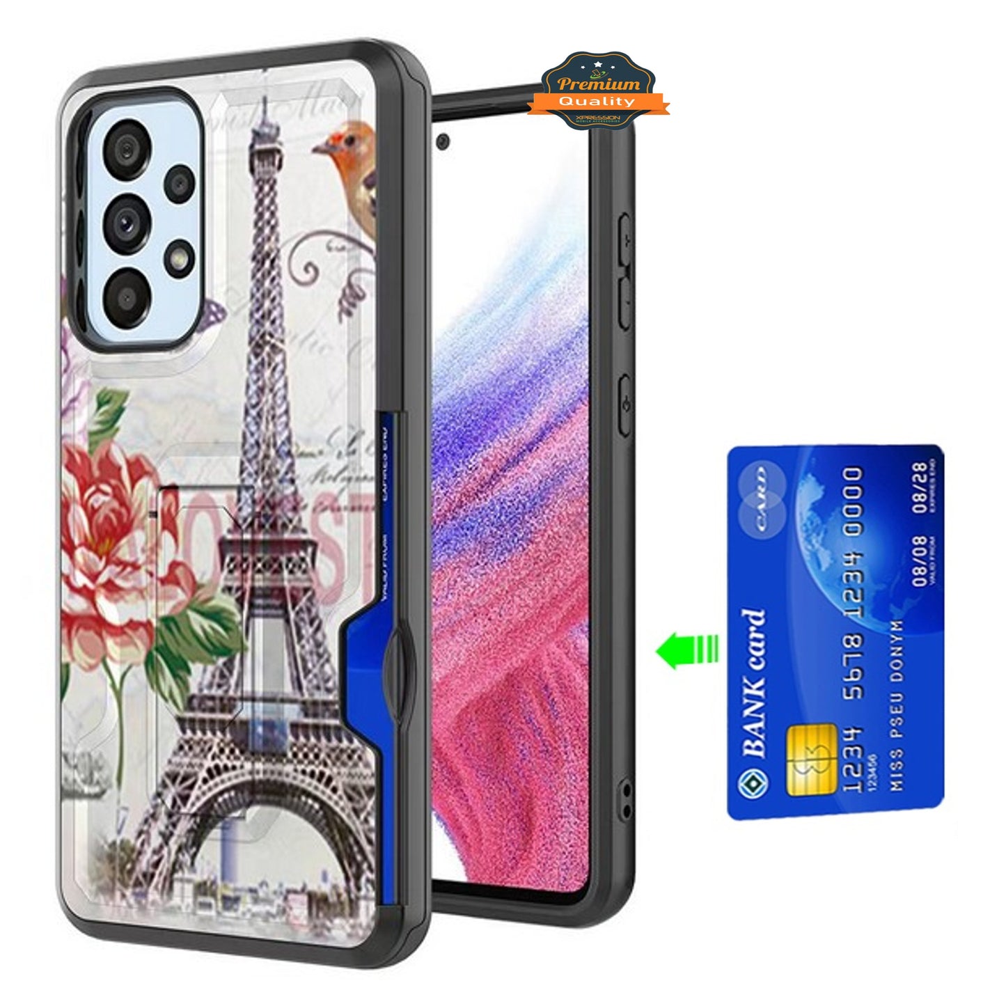 For Samsung Galaxy A03S Hidden Wallet Credit Card Slots with Kickstand Back Design Fashion Hybrid Shockproof Hard Phone Case Cover