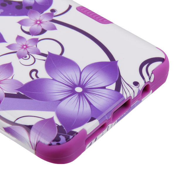 For Samsung Galaxy S10 5G (6.7") Hybrid Three Layer Hard PC Shockproof Heavy Duty TPU Rubber Anti-Drop Purple Hibiscus Phone Case Cover