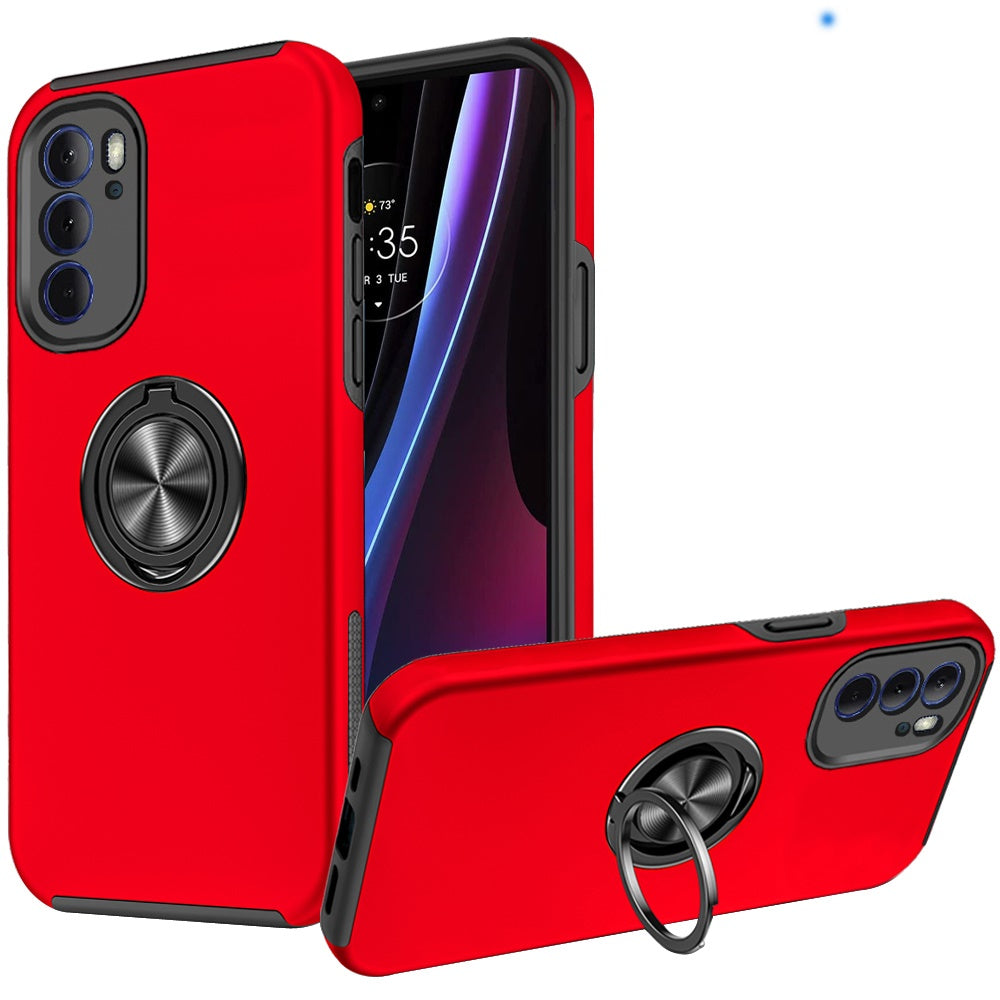 For Motorola Edge+ 2022 /Edge Plus Hybrid 360 Degree Rotatable Metal Invisible Ring Stand Holder Shockproof Slim Phone Case Cover