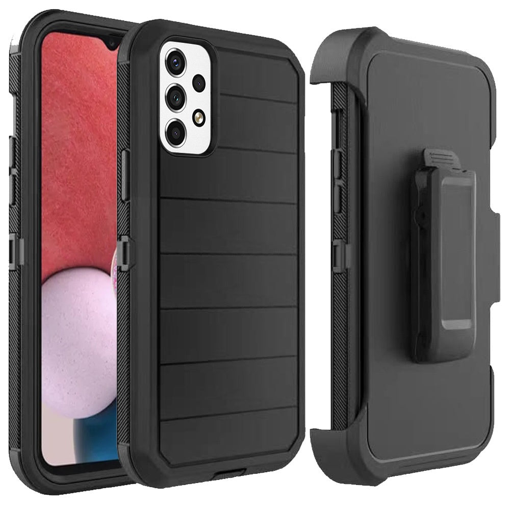 For Apple iPhone 14 Pro (6.1") Combo 3in1 Holster Heavy Duty Rugged with Swivel Belt Clip and Kickstand Black Phone Case Cover
