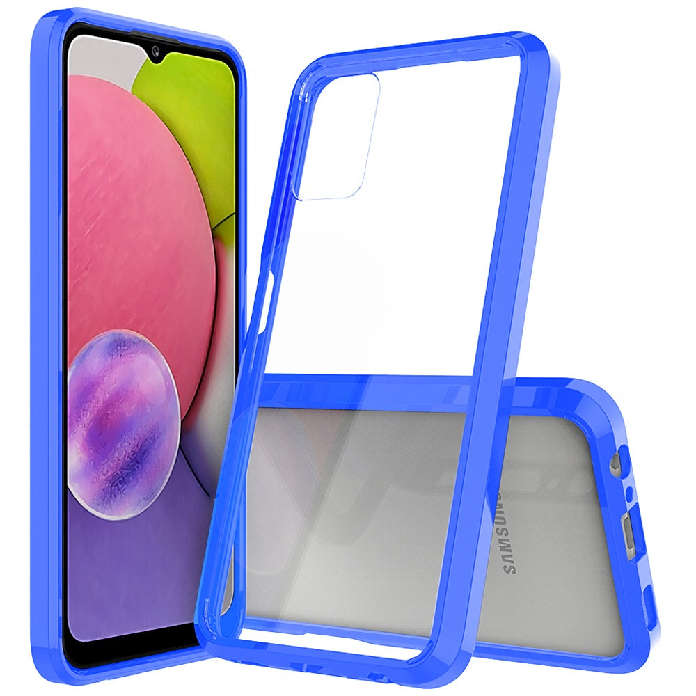 For Samsung Galaxy A03S Hybrid Slim Crystal Clear Transparent Shock-Absorption Bumper with TPU + Hard PC Back Frame Phone Case Cover