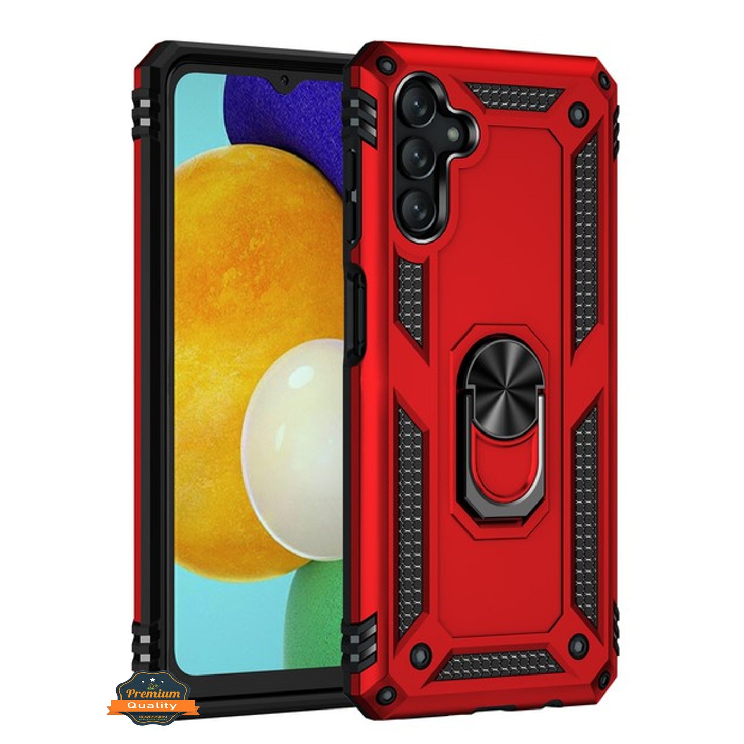 For Samsung Galaxy A13 5G Shockproof Hybrid Dual Layer PC + TPU with Ring Stand Metal Kickstand Heavy Duty Rugged Armor Shell Phone Case Cover