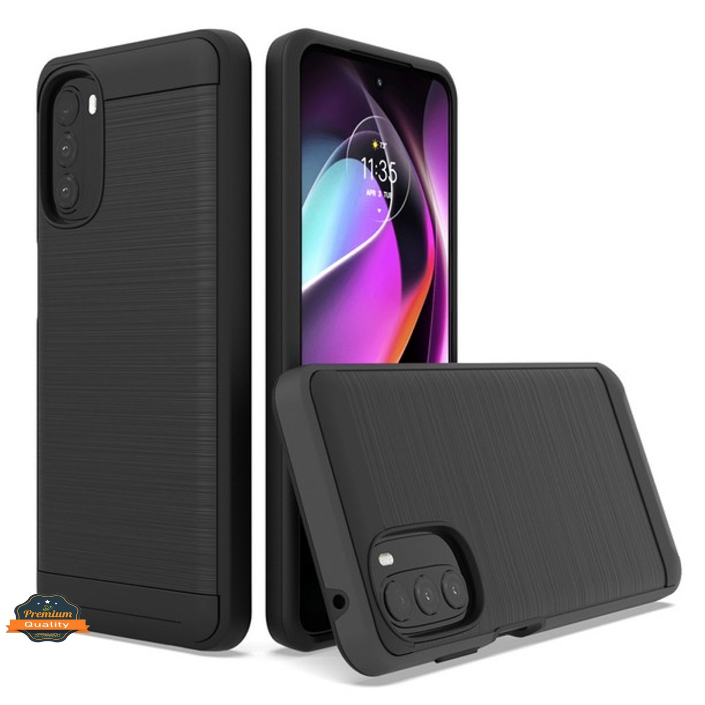 For Motorola Moto G 5G 2022 Slim Rugged TPU Hard PC Brushed Metal Texture Hybrid Dual Layer Armor Shock Absorbing Phone Case Cover