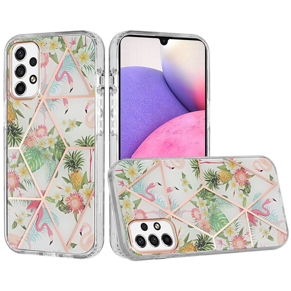For Samsung Galaxy A33 5G Fashion Floral IMD Design Flower Pattern Hybrid Protective Hard PC Rubber TPU Slim Hard Back Phone Case Cover