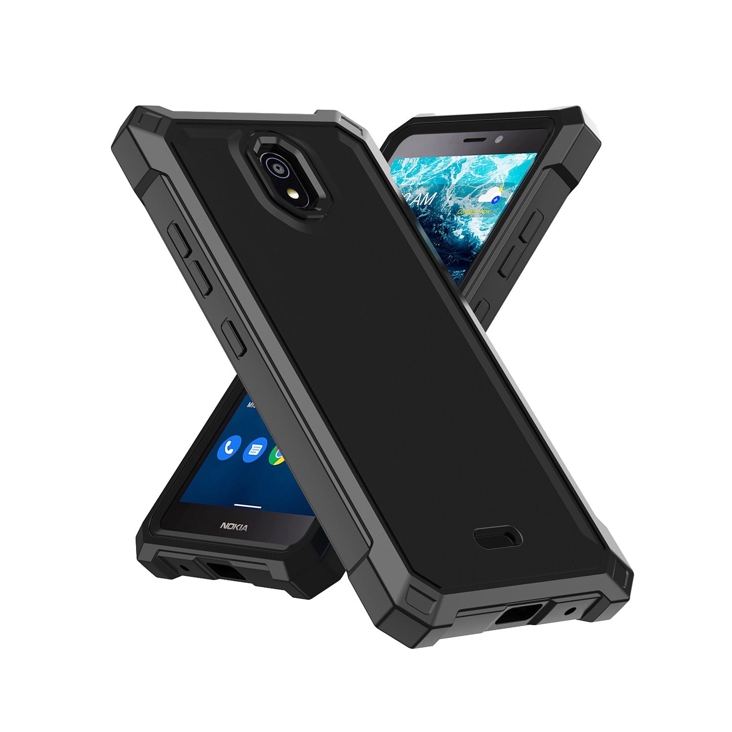 For Nokia C100 Matte Finish Hybrid Thick Shell Guard Shockproof Dual Layer Hard PC + TPU Bumper Frame Armor Phone Case Cover
