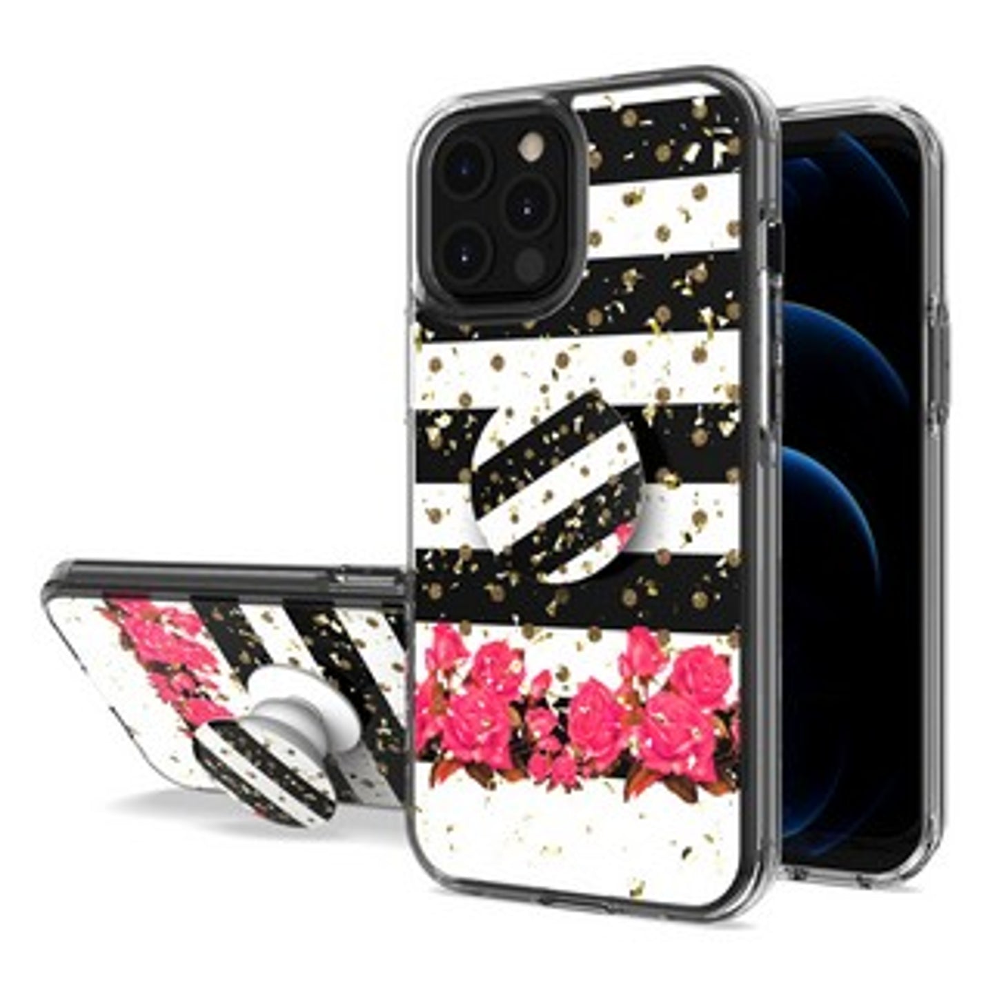 For Samsung Galaxy A13 5G Elegant Pattern Design Bling Glitter Hybrid Cases with Ring Stand Pop Up Finger Holder Kickstand Phone Case Cover