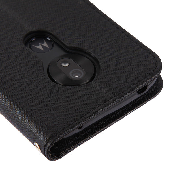 For Alcatel T-Mobile Revvlry PU Leather Wallet with Credit Card Holder Storage Folio Flip Pouch Stand Black Phone Case Cover