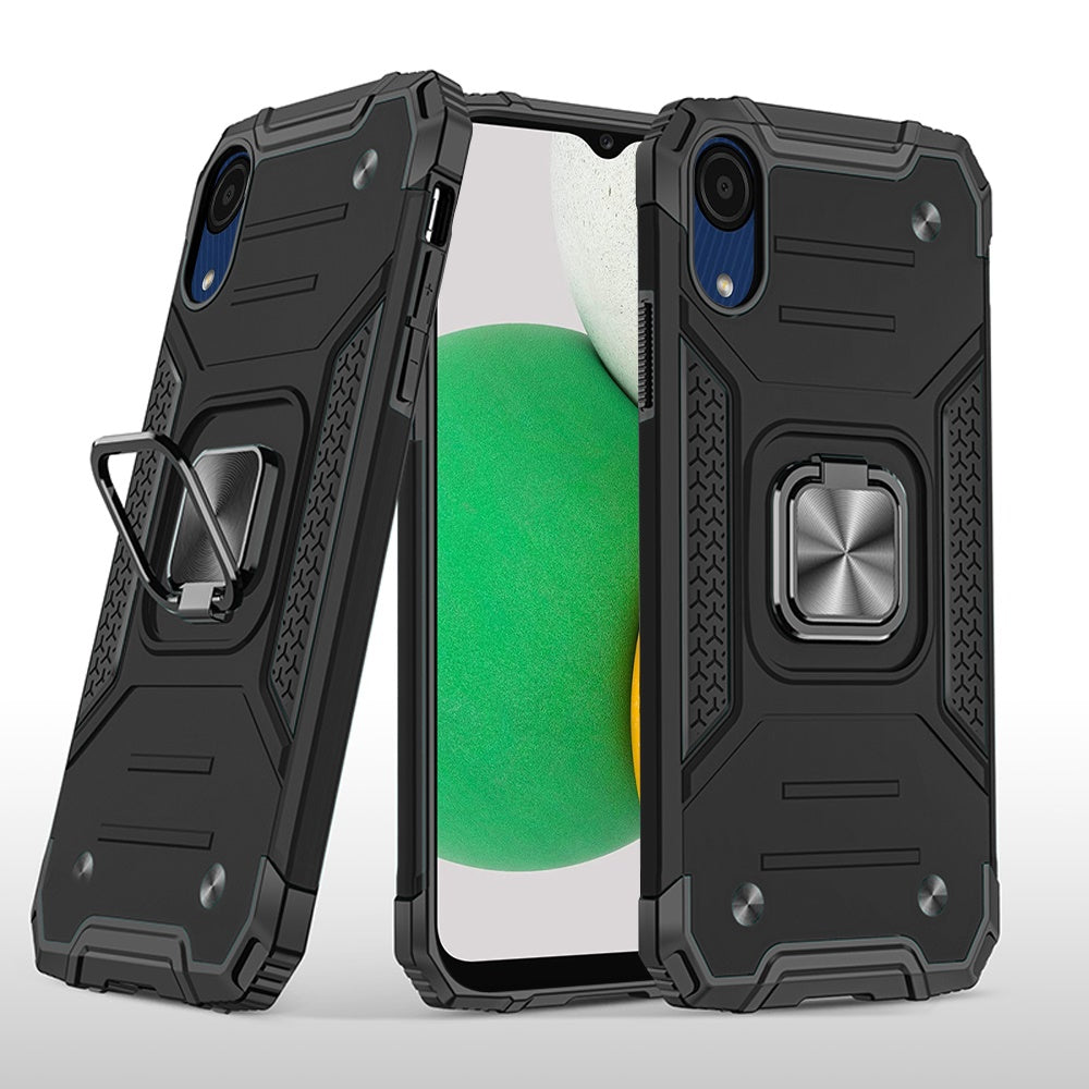 For Samsung A03 Core Armor Hybrid with Ring Stand Holder Kickstand Shockproof Heavy-Duty Durable Rugged Dual Layer Phone Case Cover