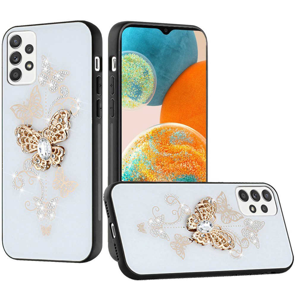 For Samsung Galaxy A23 5G Diamonds 3D Bling Sparkly Glitter Ornaments Engraving Hybrid Metal Fashion Phone Case Cover