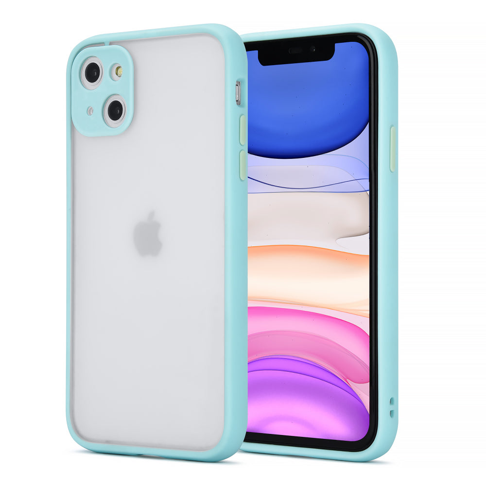 For Apple iPhone 13 /Pro Max Hybrid Translucent Clear Matte Hard PC Back & Frosted Silicone TPU Bumper Slim Shockproof Hard Phone Case Cover