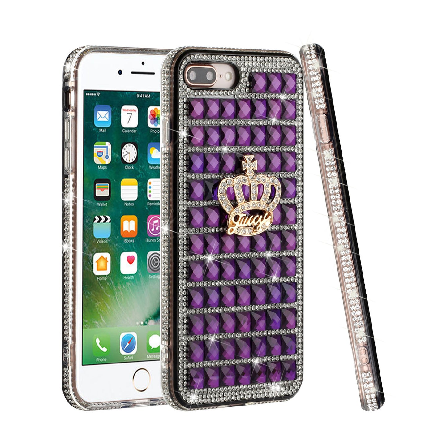 For Apple iPhone SE 2022 /SE 2020/8/7 Fashion Luxury 3D Bling Diamonds Rhinestone Jeweled Ornament Crystal Hybrid Hard Phone Case Cover