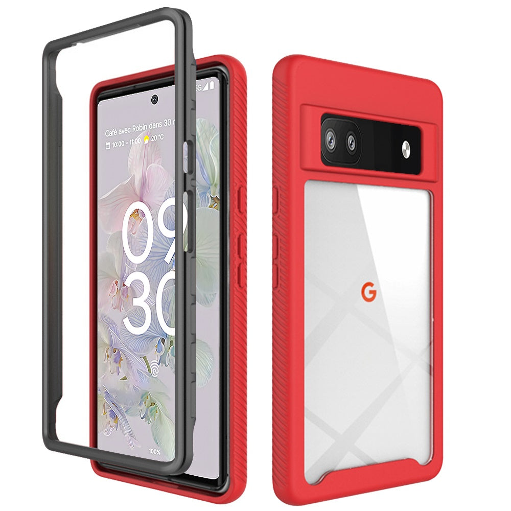 For Google Pixel 6A Clear Dual Layer Rugged Bumper Frame Heavy Duty Hybrid Shockproof Rubber TPU Full Body Defender Phone Case Cover