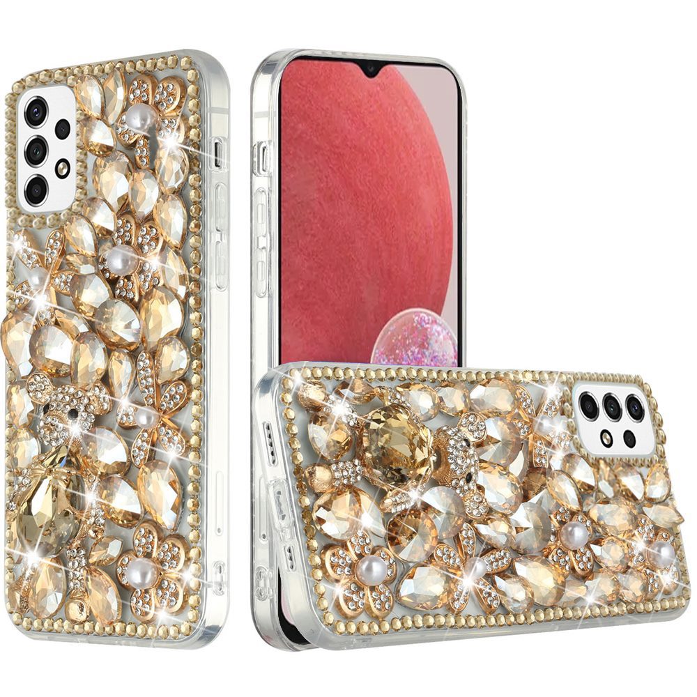 For Samsung Galaxy A13 4G Bling Clear Crystal 3D Full Diamonds Luxury Sparkle Transparent Rhinestone Hybrid Protective Phone Case Cover