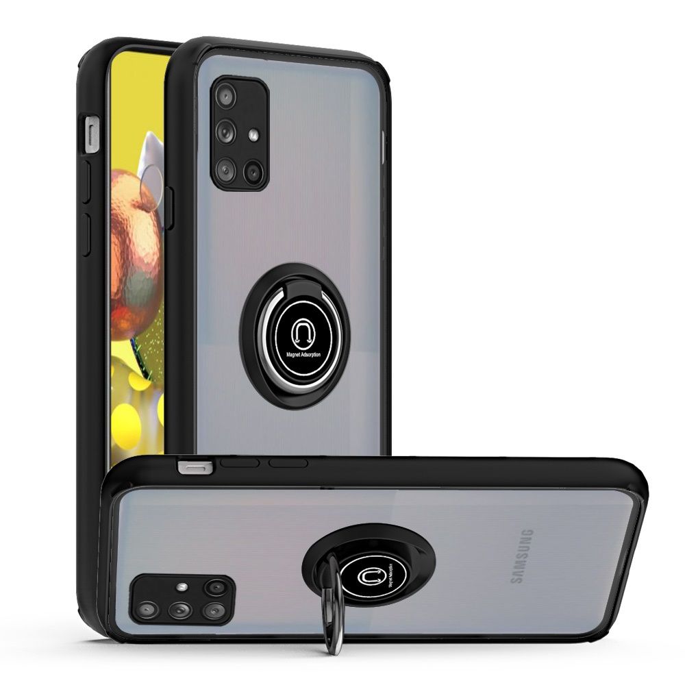 For Samsung Galaxy A71 5G Hybrid Protective PC & TPU Shockproof with 360° Rotation Ring Magnetic Metal Stand & Covered Camera Phone Case Cover