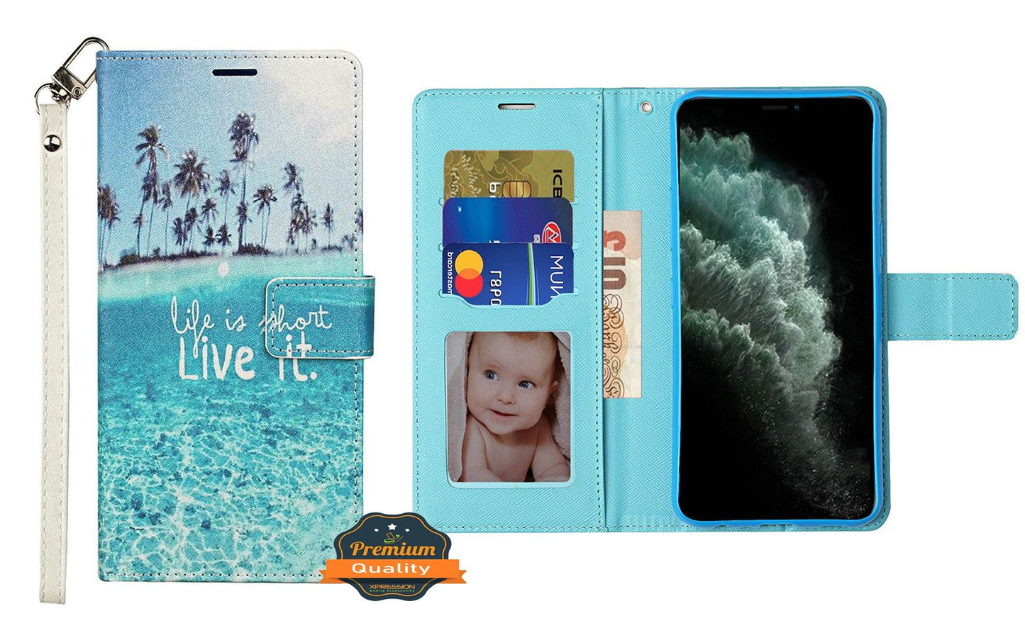 For Samsung Galaxy A02S Wallet Case PU Leather Design Pattern with Credit Card Slot Strap, Stand Magnetic Folio Pouch Phone Case Cover