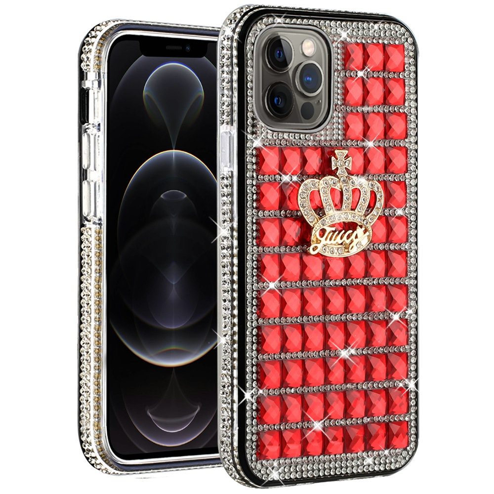 For Apple iPhone SE 2022 /SE 2020/8/7 Fashion Luxury 3D Bling Diamonds Rhinestone Jeweled Ornament Crystal Hybrid Hard Phone Case Cover