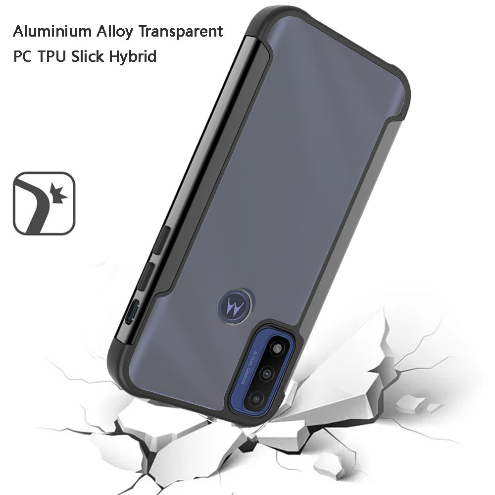 For Motorola Moto G Pure / Moto G Power 2022 Hybrid Aluminum Alloy Metal Clear Transparent Back PC TPU Bumper Frame Shockproof Phone Case Cover
