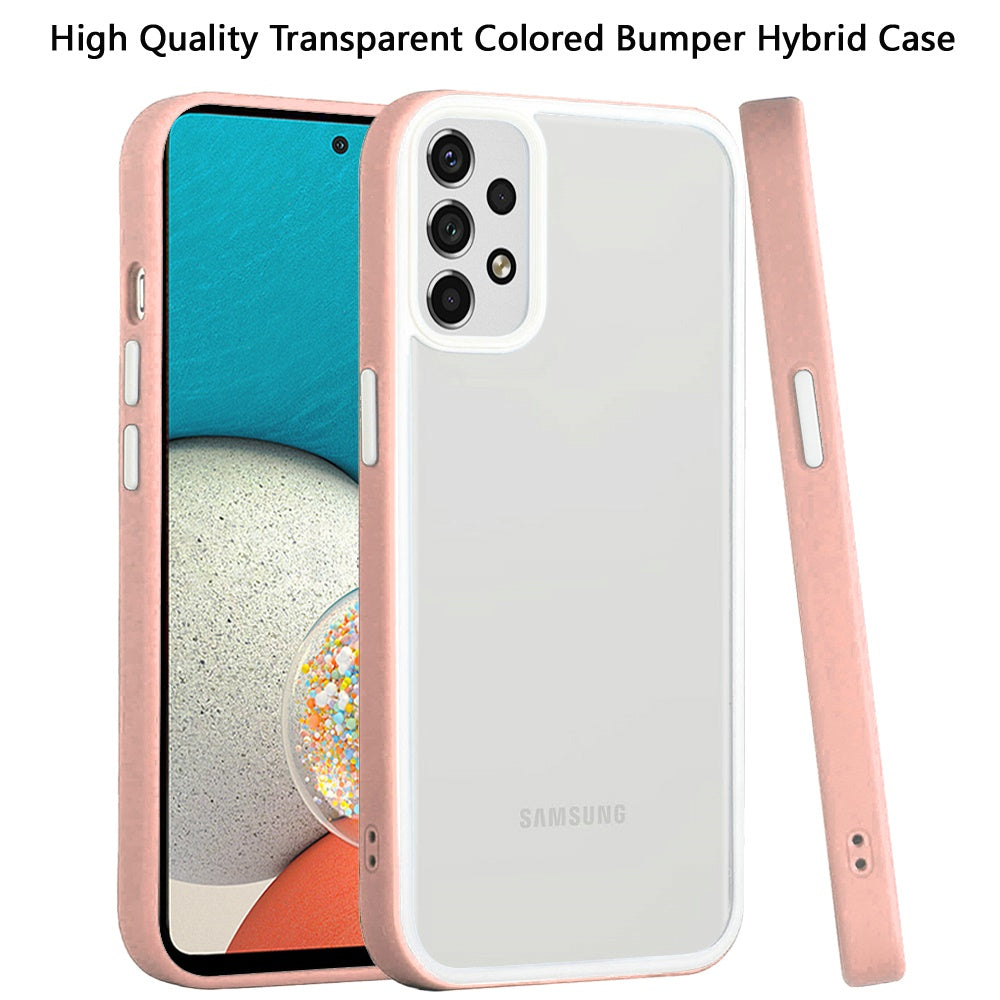 For Samsung Galaxy A53 5G Hybrid Transparent Colored Frame Bumper Hard Back Shockproof Slim TPU Silicone Protective Phone Case Cover