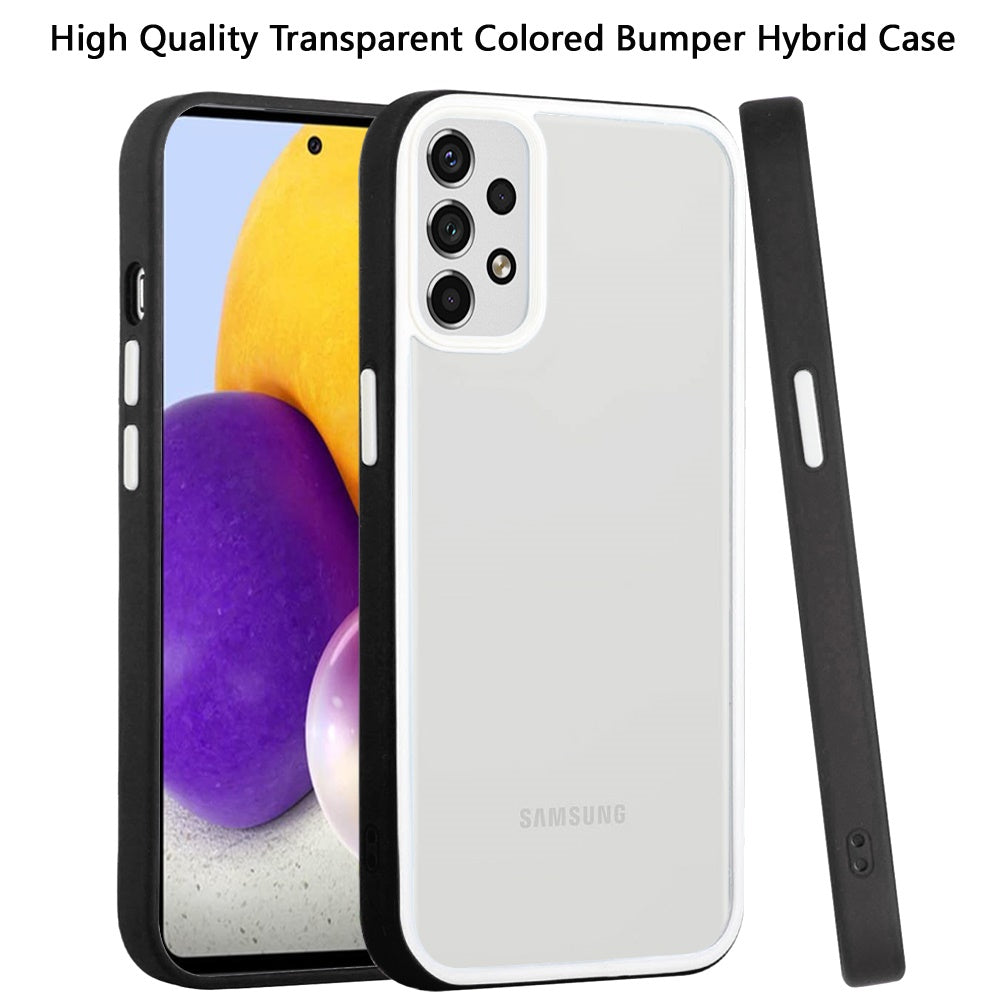 For Samsung Galaxy A73 5G Hybrid Transparent Colored Frame Bumper Hard Back Shockproof Slim TPU Silicone Protective Phone Case Cover