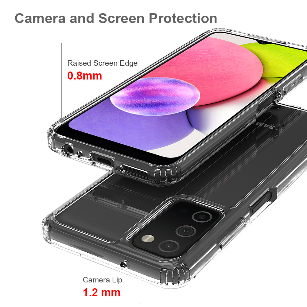 For Samsung Galaxy A03S Hybrid Transparent Clear Acrylic Back Hard PC & Soft TPU Full Protective Bumper Extra Shock-Absorb Phone Case Cover