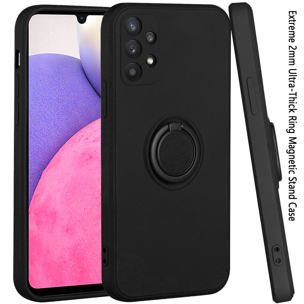 For Samsung Galaxy A33 5G Slim Silicone Soft Rubber Hybrid with Ultra-Thick Ring Magnetic Stand Holder Car Mount Supported Hard Phone Case Cover