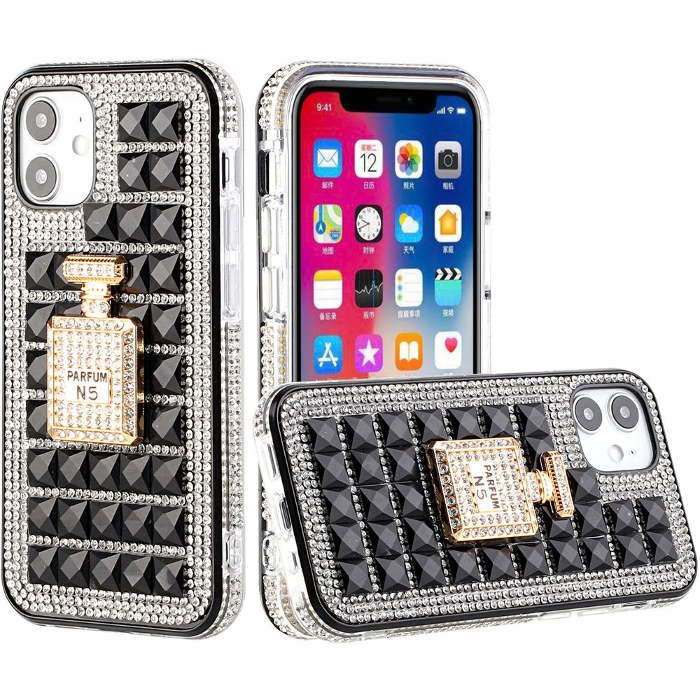 For Apple iPhone SE 2022 /SE 2020/8/7 Fashion Luxury 3D Bling Diamonds Rhinestone Jeweled Ornament Crystal Hybrid Hard Phone Case Cover