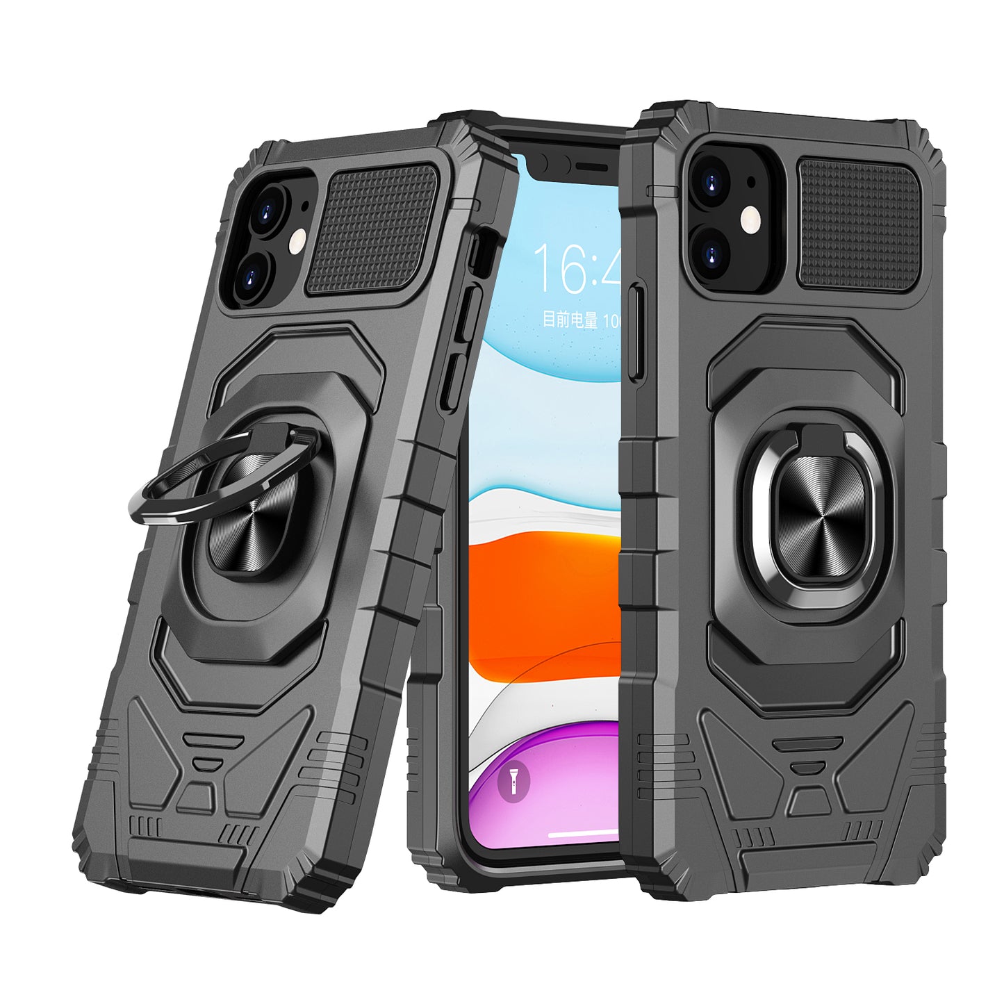 For Samsung Galaxy A02S Hybrid Dual Layer with Rotate Magnetic Ring Stand Holder Kickstand, Rugged Shockproof Anti-Scratch Protective Phone Case Cover