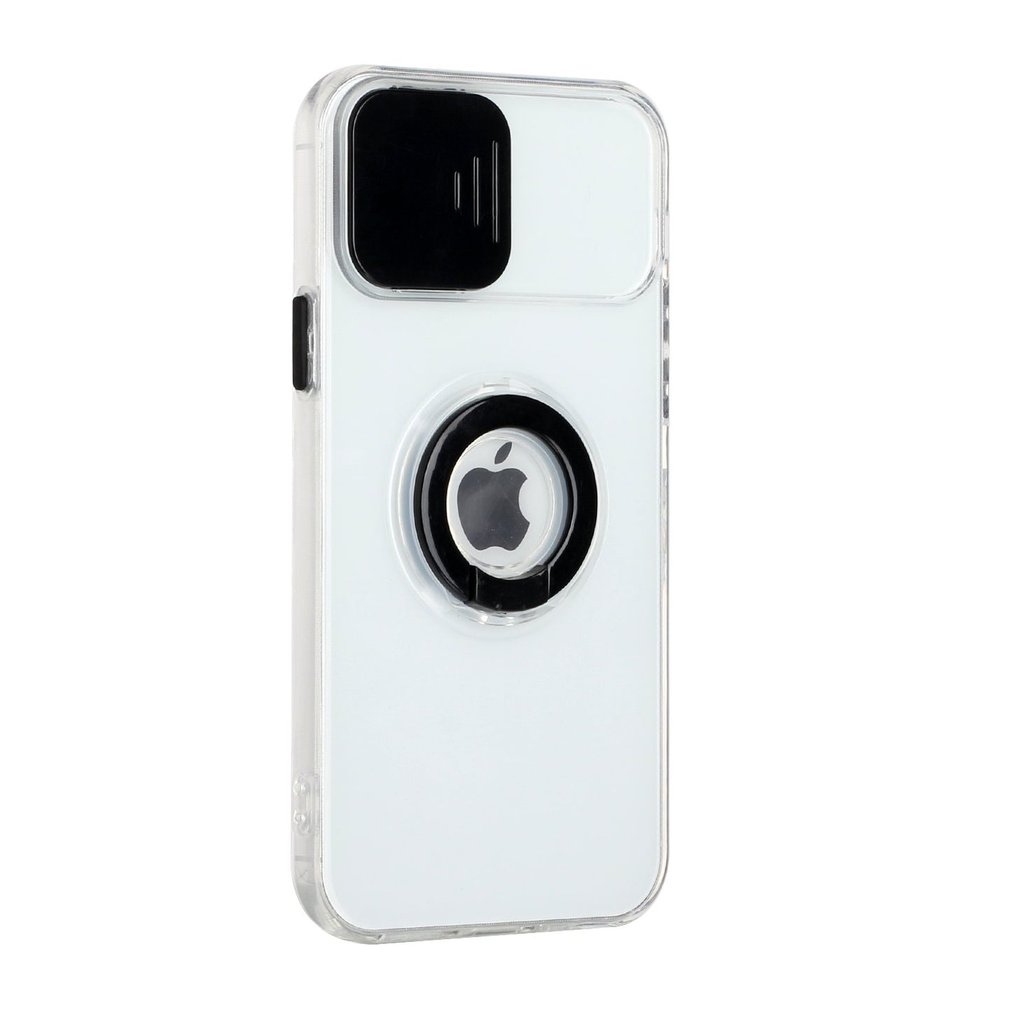 For Apple iPhone 13 Pro (6.1") Transparent Cases with Ring Stand & Camera Window, Slide Lens Protection Hybrid Shockproof Phone Case Cover