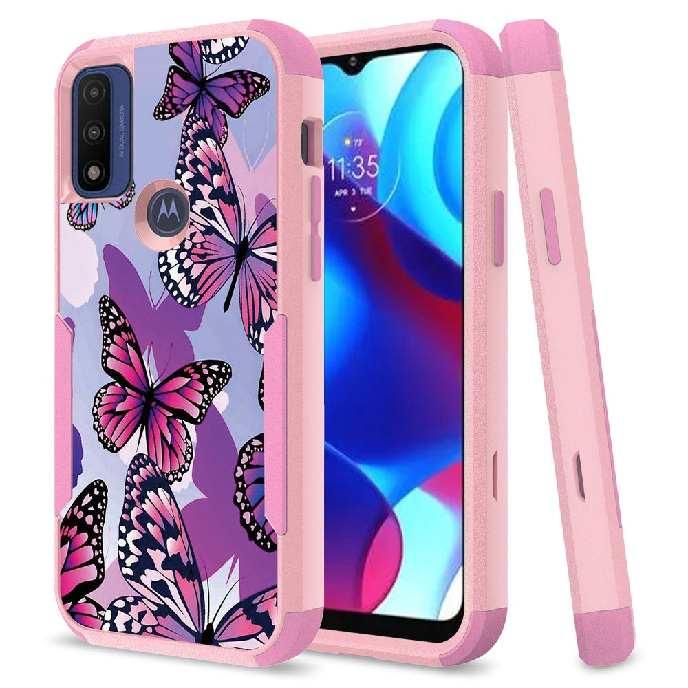 For Motorola Moto G Pure Fashion Design Three Layer Heavy Duty Hybrid Sturdy 3in1 Shockproof Hard PC Back Protective Phone Case Cover