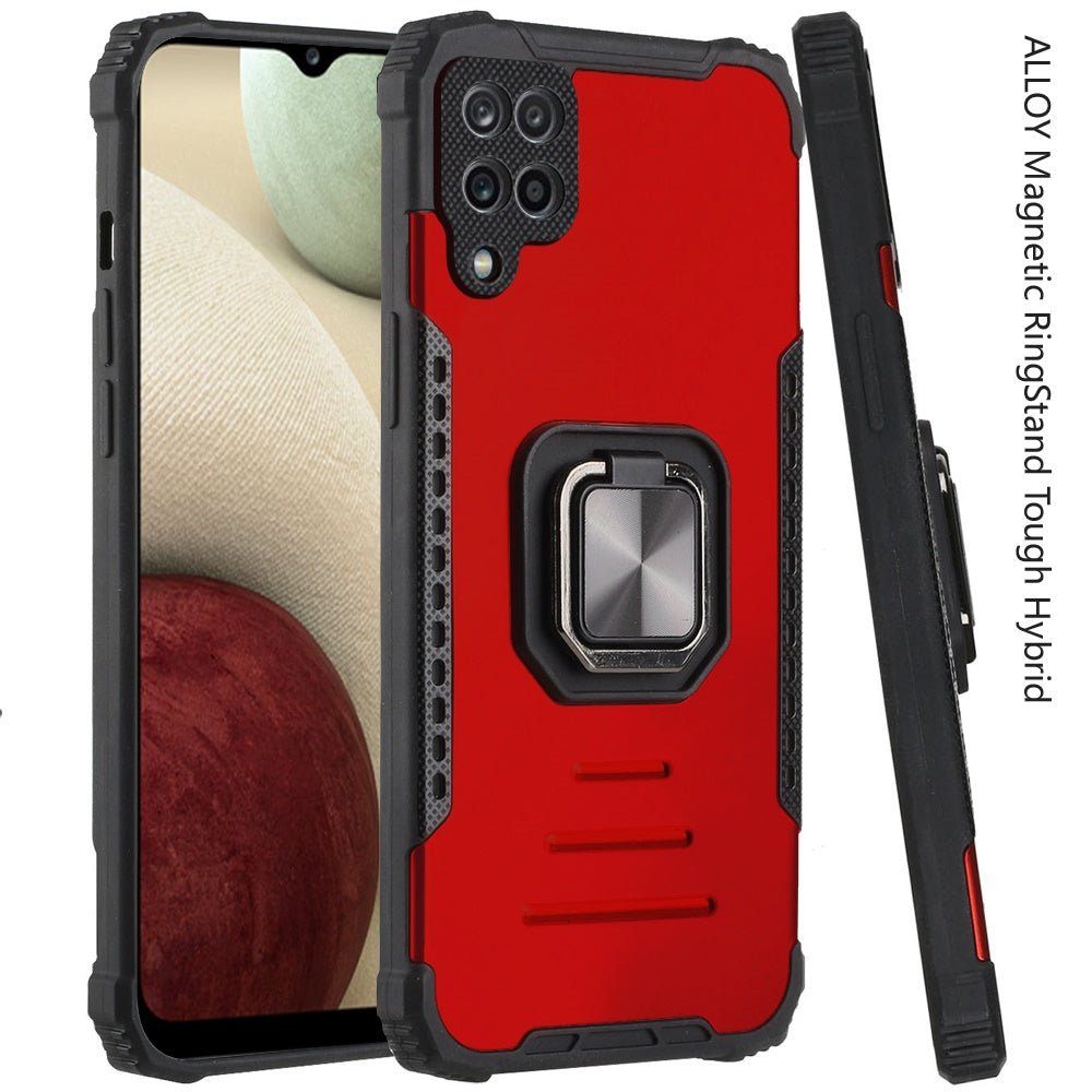 For Samsung Galaxy A12 5G Hybrid with Stand Magnetic Ring Kickstand Bumper Shockproof Armor Heavy Duty Military Grade Hard Phone Case Cover