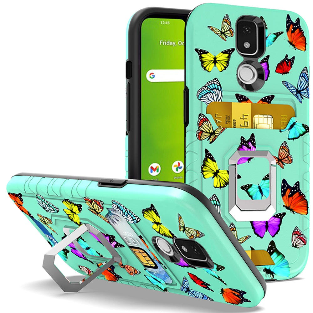 For Samsung Galaxy A03S Wallet Case Designed with Credit Card Slot Holder & Magnetic Stand Kickstand Ring Heavy Duty Hybrid Armor Phone Case Cover