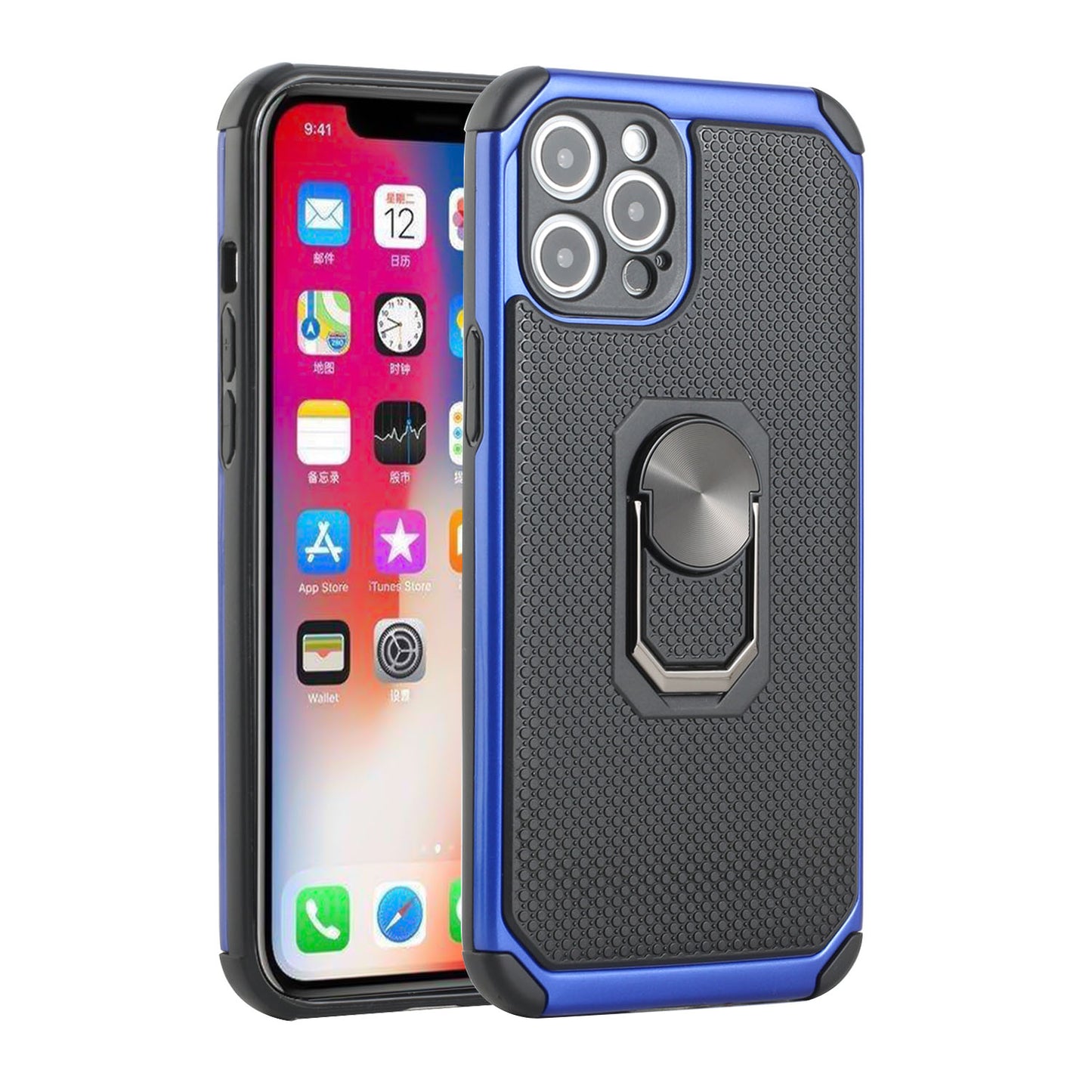 For Apple iPhone 11 (6.1") Slim Rugged TPU Shockproof Hybrid with Magnetic Ring Stand Holder Phone Case Cover