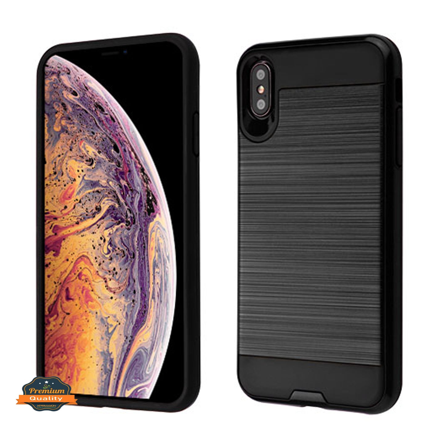 For Samsung Galaxy A54 5G Hybrid Brushed Metal Texture Rugged Slim Shockproof Dual Layers 2-Piece Hard PC + Soft TPU Phone Case Cover