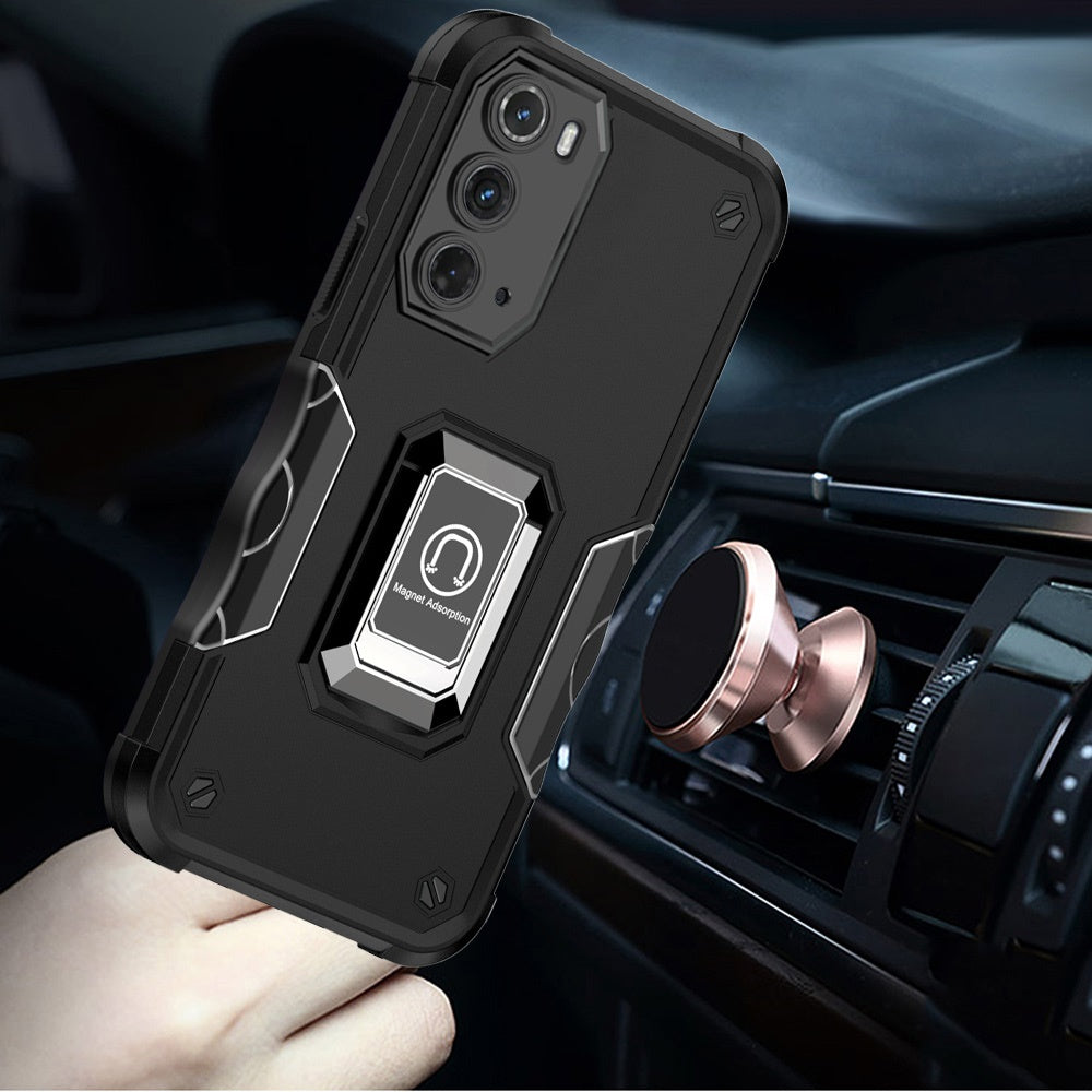 For Motorola Moto Edge (2022) Hybrid Cases with Magnetic Ring Holder Stand Kickstand Heavy Duty Rugged Shockproof Phone Case Cover