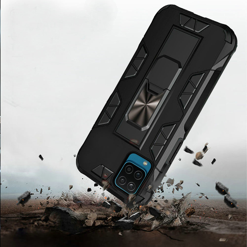 For Samsung Galaxy A12 5G Hybrid Magnetic Slide Ring Stand fit Car Mount Grip Holder Full Body Heavy Duty Rugged Military Grade Phone Case Cover