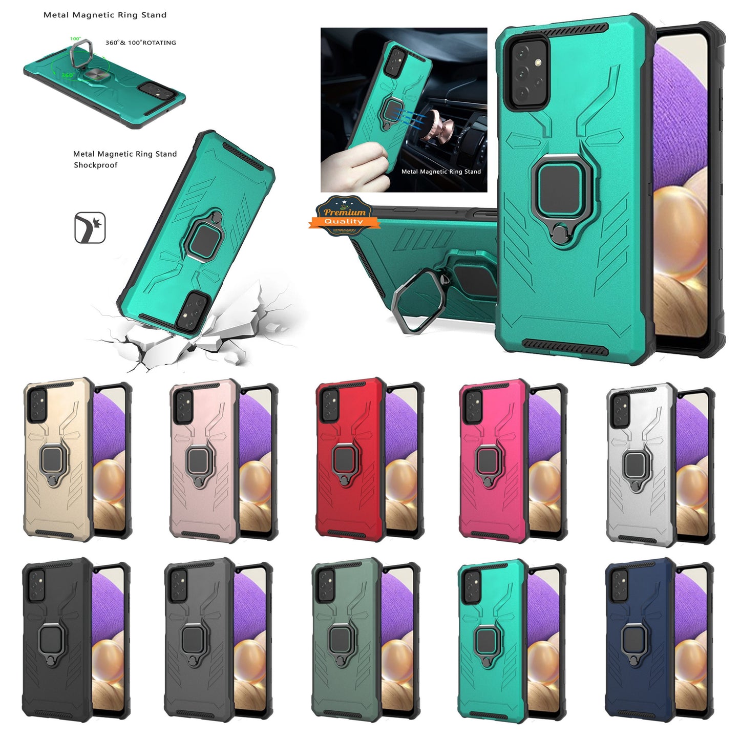For Apple iPhone SE 2022 /SE 2020/8/7 Hybrid TPU Armor Military Protection Heavy Duty Shockproof with 360 Rotatable Ring Phone Case Cover