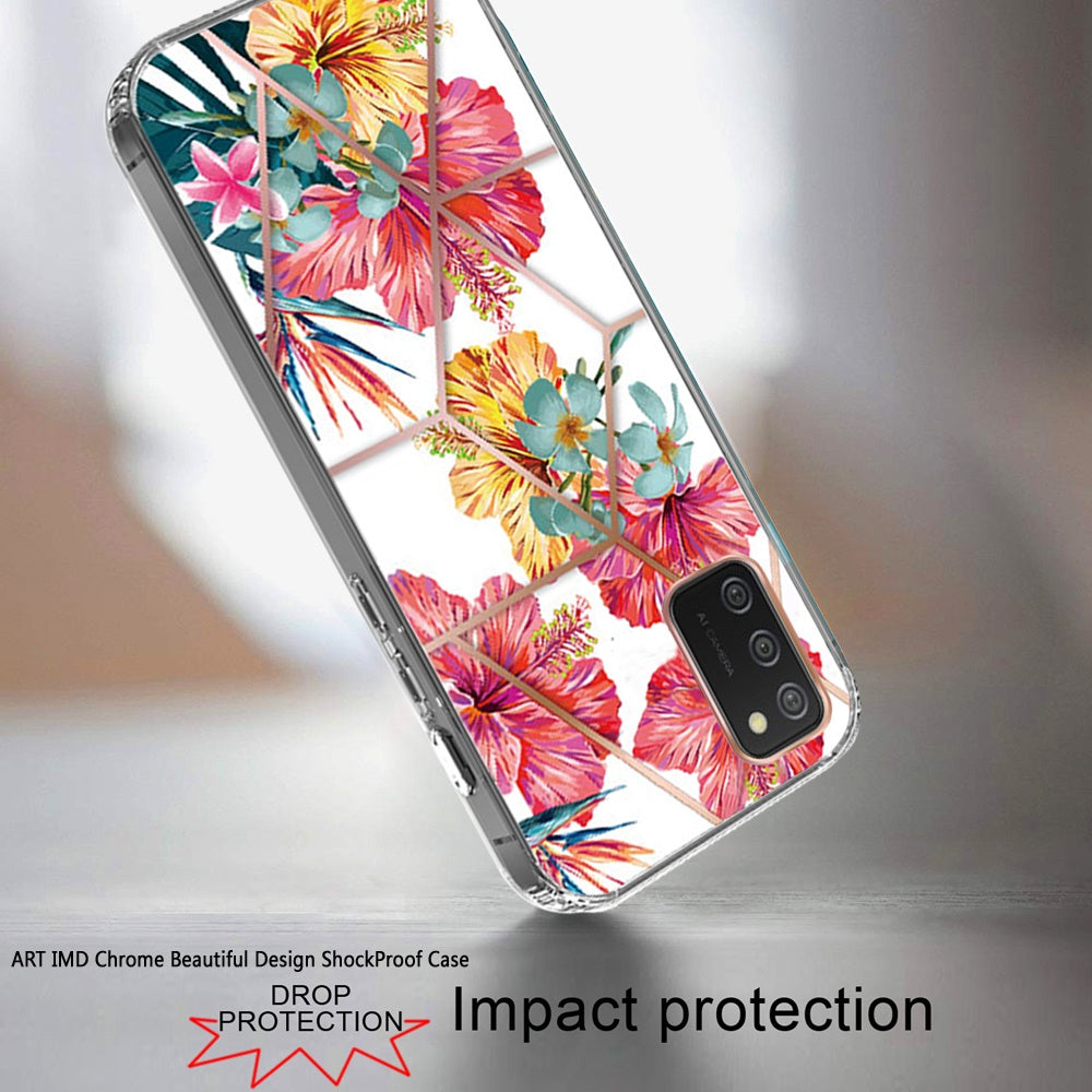For Samsung Galaxy A02S Fashion Art Floral IMD Design Beautiful Flower Pattern Hybrid Protective Hard PC Rubber TPU Slim Back Phone Case Cover