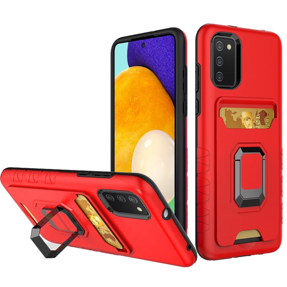 For Samsung Galaxy A03S Wallet Case Designed with Credit Card Slot Holder & Magnetic Stand Kickstand Ring Heavy Duty Hybrid Armor Phone Case Cover