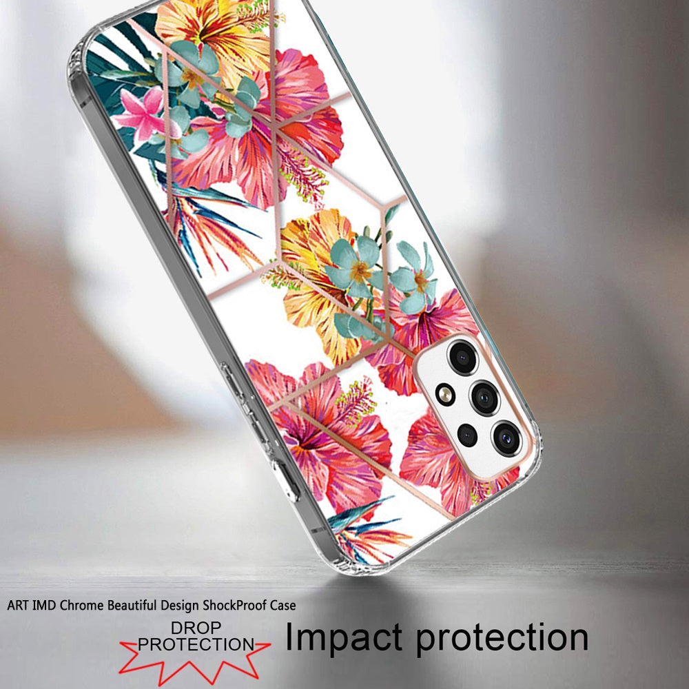 For Samsung Galaxy A33 5G Fashion Art Floral IMD Design Beautiful Flower Pattern Hybrid Protective Hard Rubber TPU Slim Phone Case Cover