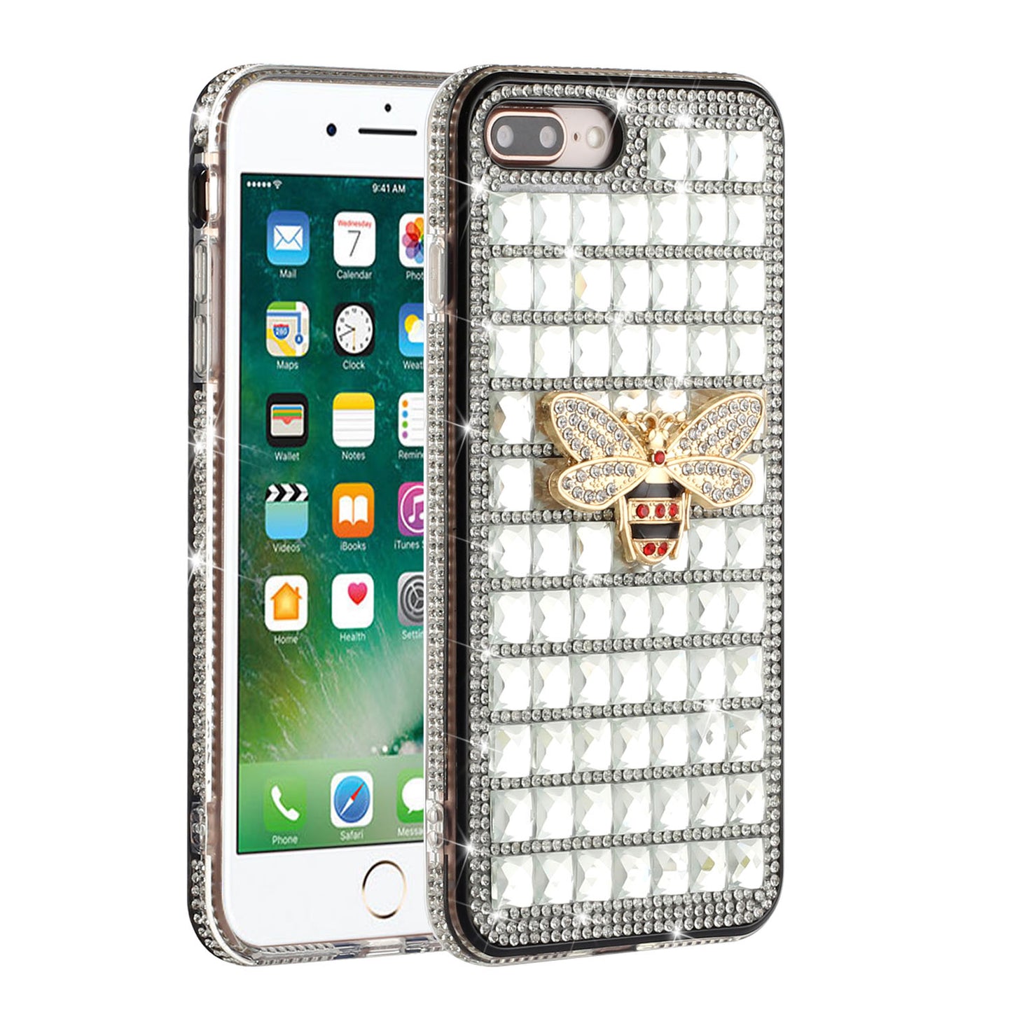 For Apple iPhone 8 Plus/7 Plus/6 Plus/6s Plus Fashion Luxury 3D Bling Diamonds Rhinestone Jeweled Ornament Shiny Crystal Phone Case Cover