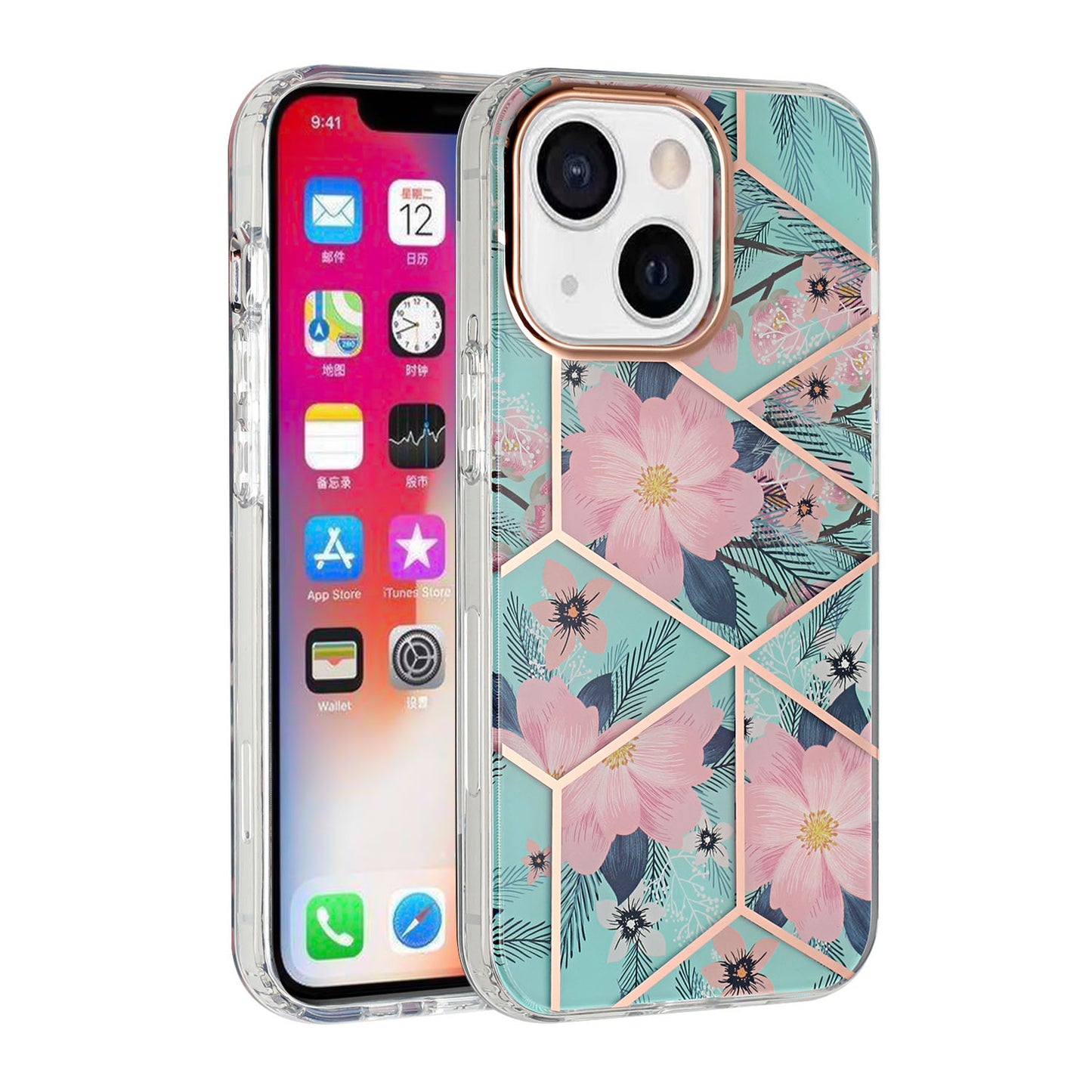 For Apple iPhone SE 2022 3rd/SE 2020/8/7 Fashion Floral IMD Design Flower Pattern Hybrid Protective Hard TPU Slim Back Phone Case Cover