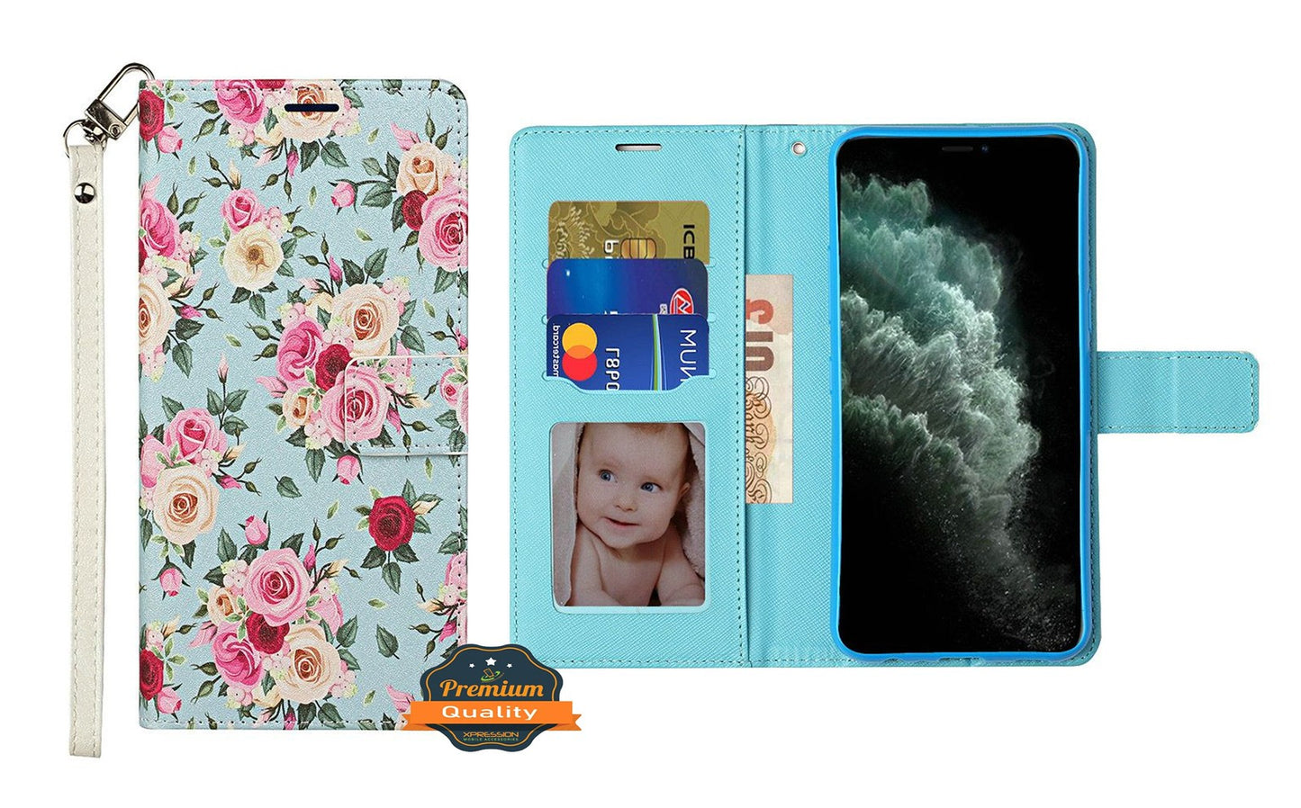 For Samsung Galaxy A02S Wallet Case PU Leather Design Pattern with Credit Card Slot Strap, Stand Magnetic Folio Pouch Phone Case Cover