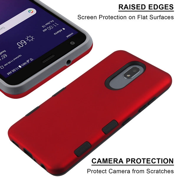 For LG Escape Plus /K30 2019/Arena 2 Hybrid Dual Layer Hard PC Cases Shockproof TPU Bumper Red Phone Case Cover