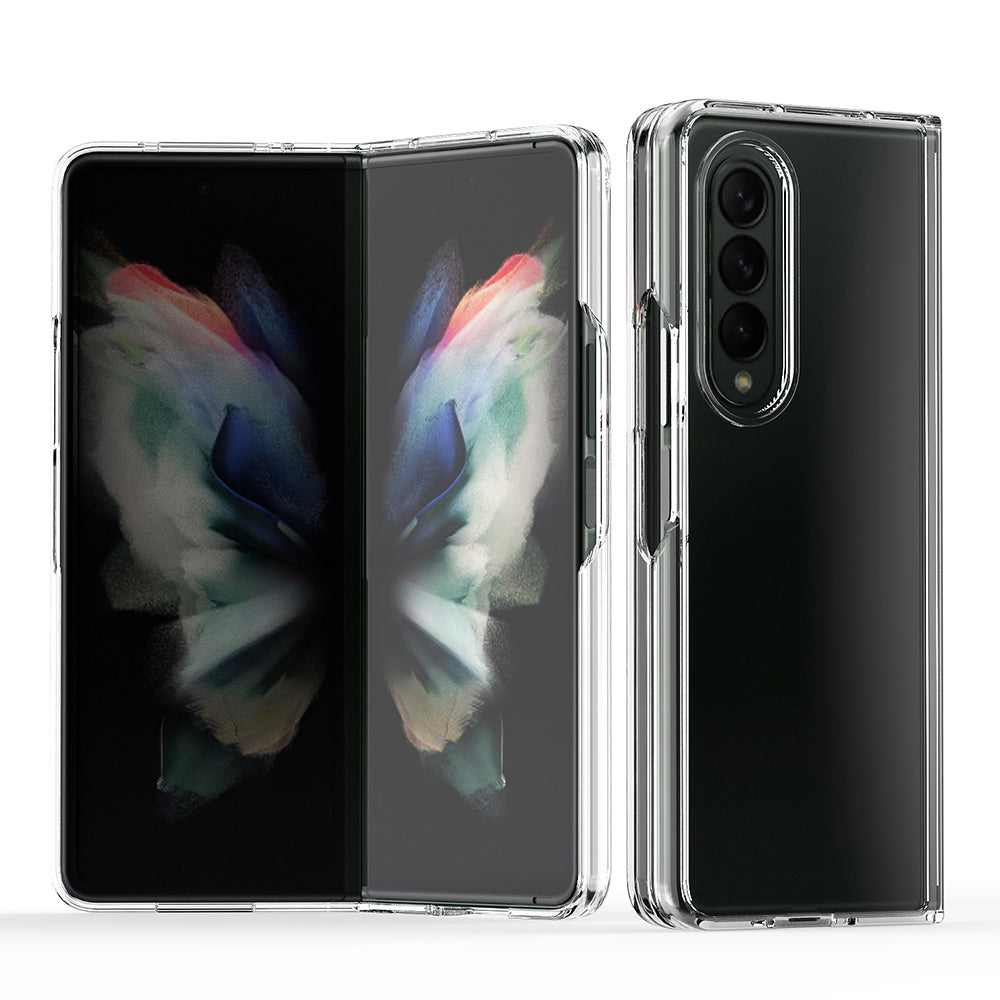 For Samsung Galaxy Z Fold 3 5G Colored Transparent Shockproof Hard PC + Rubber TPU Hybrid Bumper Shell Thin Slim Protective Phone Case Cover
