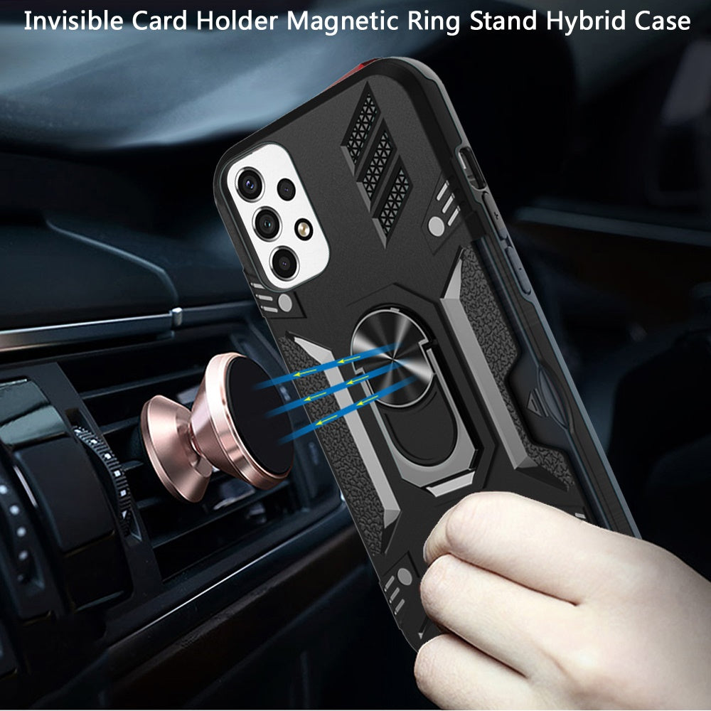 For Samsung Galaxy A53 5G Wallet Case Hybrid Ring Stand with Invisible Credit Card Holder Slim Shockproof Rugged Hard Phone Case Cover