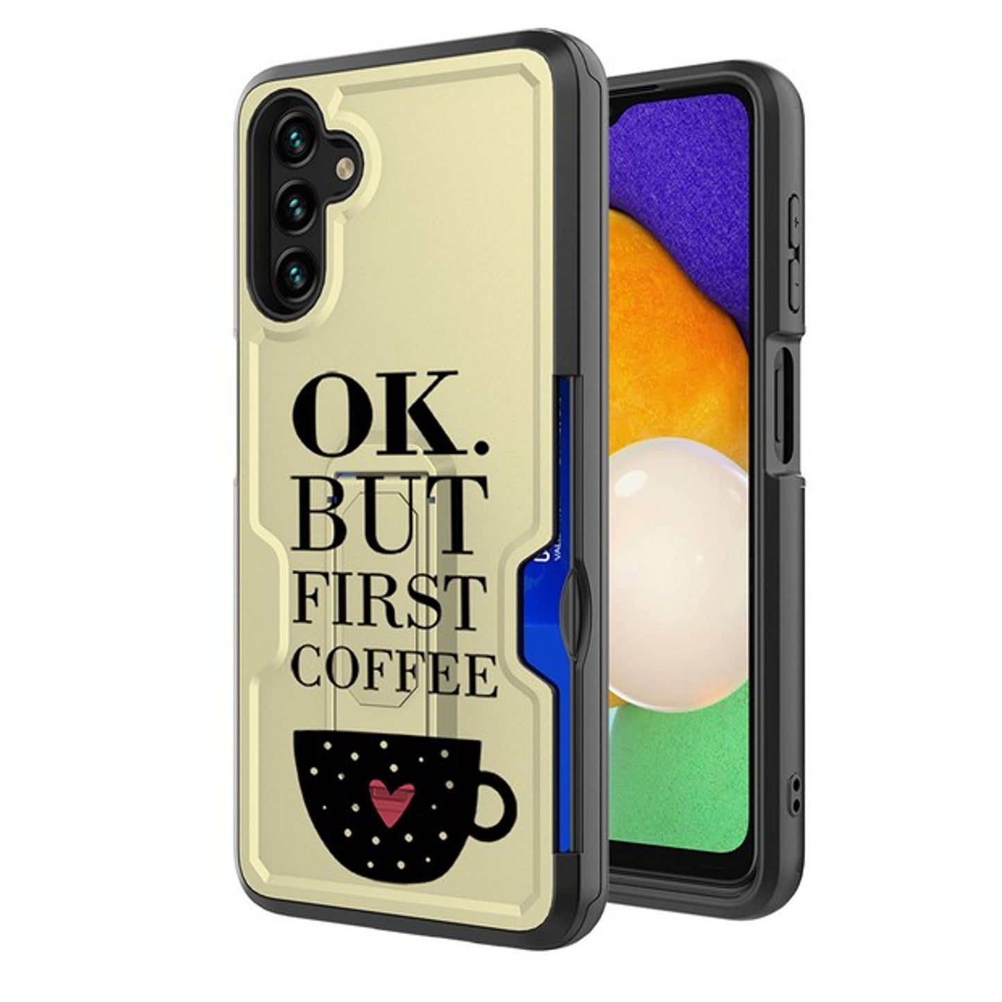 For Samsung Galaxy A13 5G Hidden Wallet Credit Card Slots with Kickstand Back Design Fashion Hybrid Shockproof Hard Phone Case Cover