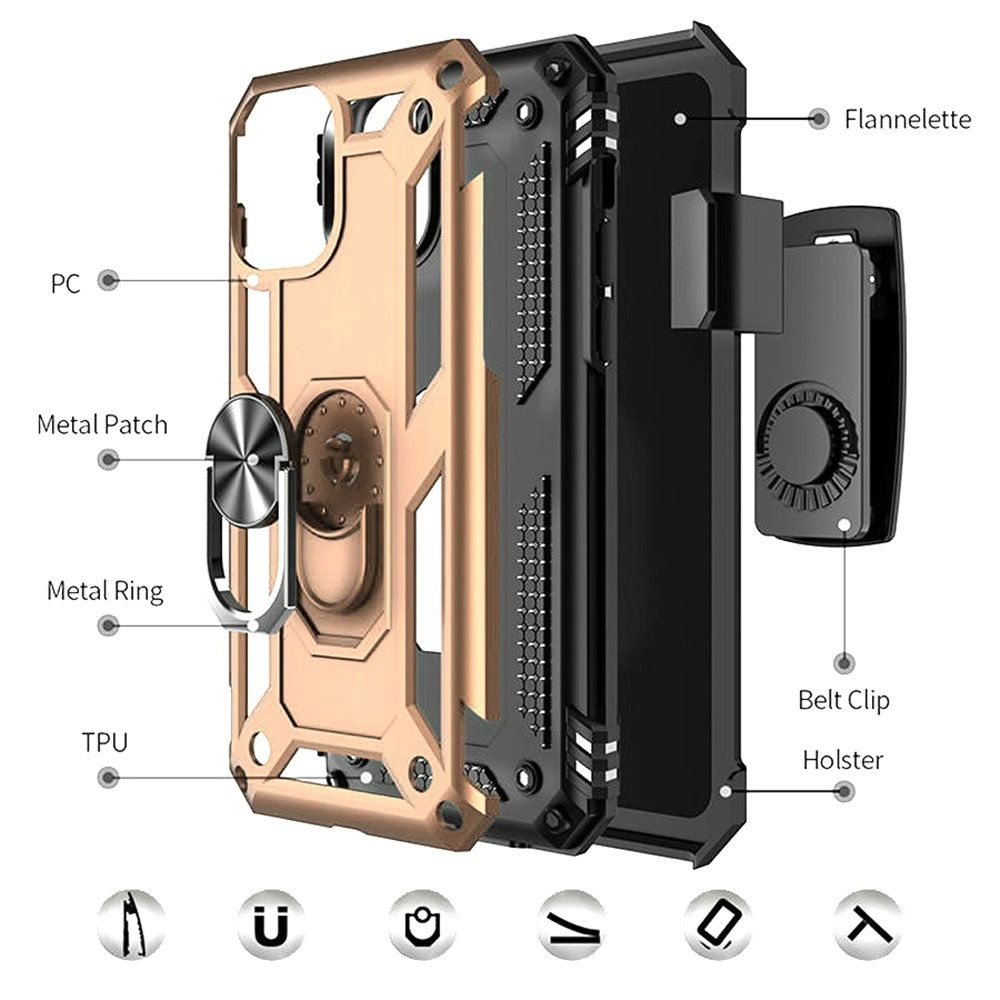 For Apple iPhone SE 2022 /SE 2020/8/7 with Belt Clip Holster Ring Stand Holder, Military Grade Fit for Magnetic Car Mount Shockproof Hybrid Rugged Phone Case Cover